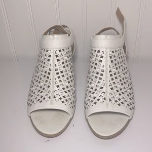 Franco Sarto white monogram leather heel/sandal .